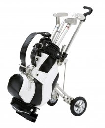 Golfový bag na vozíku s tužkami